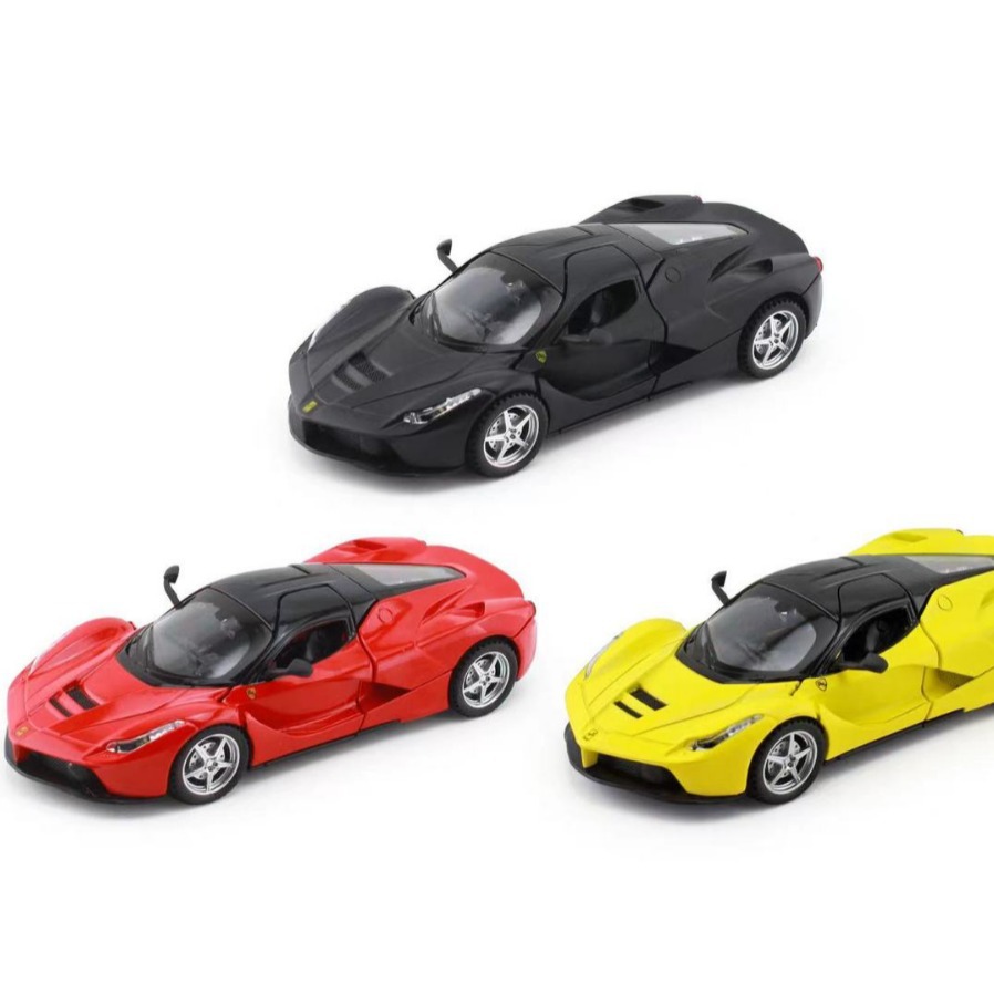 Cross-border Ferrari car model children's alloy back force sound and light 3 door model boy car simulation toy car batch