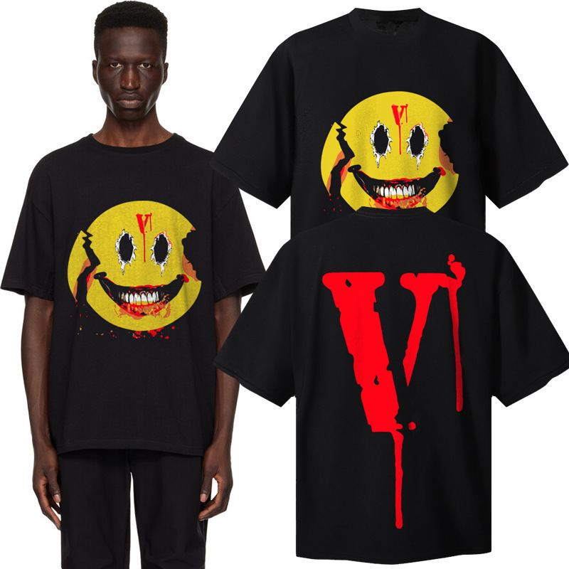 Vlone Orval Pink Big V American Trendy Brand Heavyweight Pure Cotton Loose Fit Men's Couple Versatile Half-Sleeve Short-Sleeve T-Shirt