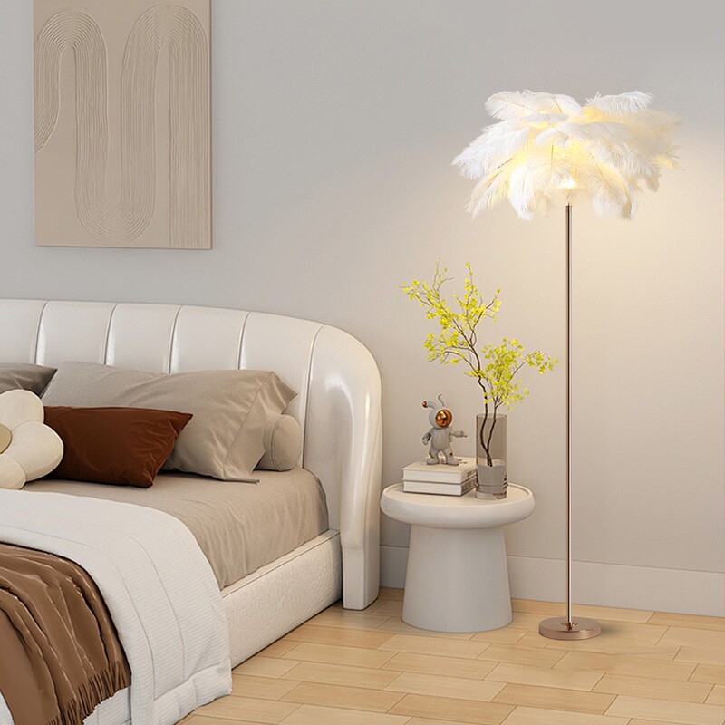 Ostrich Feather Wedding Guide Light Floor Lamp Bar Light Bedroom Decorative Light Romantic Wedding Creative Cross-Border