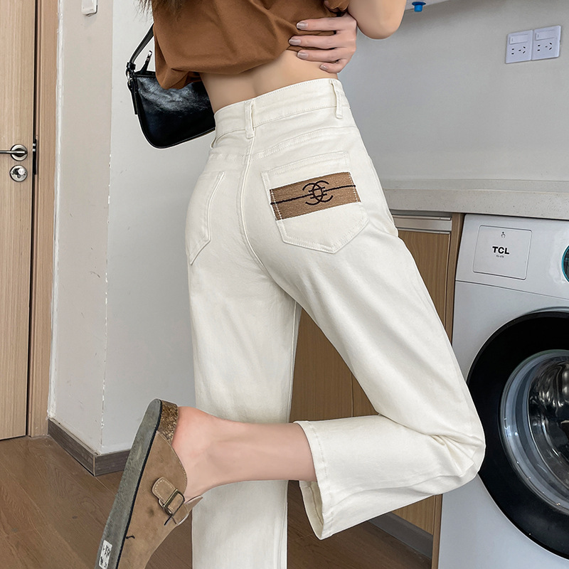 Straight jeans for women in spring and autumn 2024 new high-waisted slim pear-shaped body small nine-point narrow version cigarette pants
