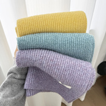 羊毛混纺针织纯色韩系氛围感围巾女新款秋冬季学生保暖围脖批发