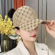 空顶显脸小棒球帽夏季透气防晒帽子女韩版百搭时尚水钻遮阳鸭舌帽
