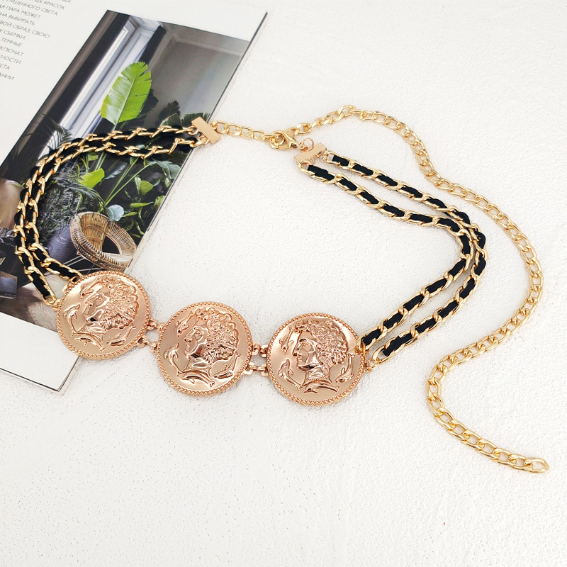 Fashionable universal metal golden waist belt