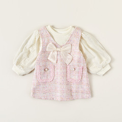 嬰兒衣服秋裝新款洋氣寶寶蕾絲打底衫小香風公主周歲禮服裙子套裝