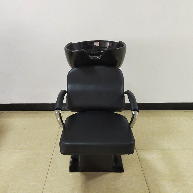 Red moderna simple salón de peluquería cama de cabello de barbería de cerámica lavabo cama de cabello negro sin