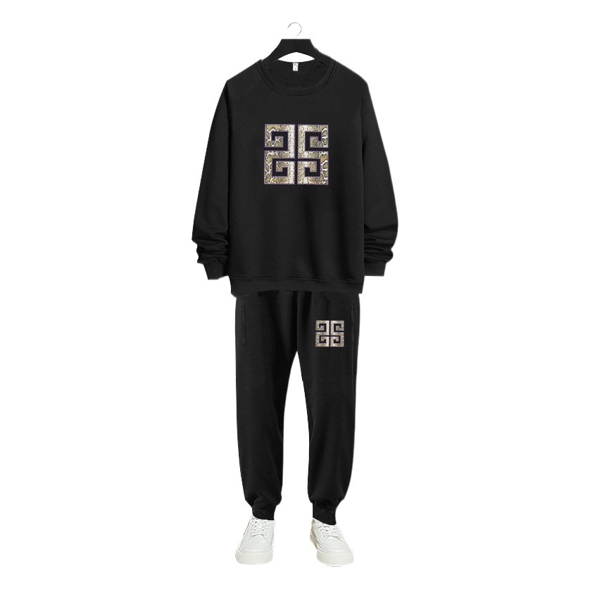 DW1007-DK2007 extra large size suit sports cotton fleece-lined fat sweater pants men's autumn and winter Plus