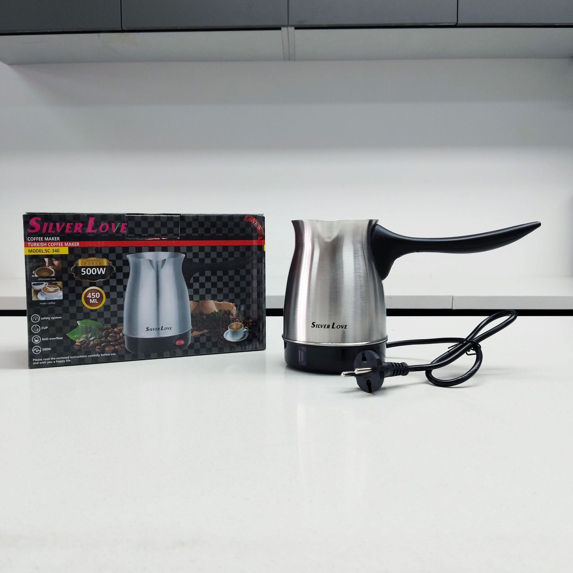 Ventas transfronterizas de cafetera turca caliente hervidor eléctrico de acero inoxidable automático apagado rápido hervidor de té al por mayor