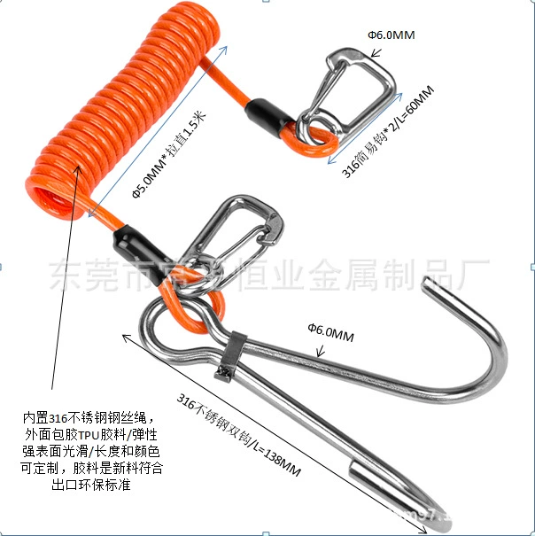 Пользовательские погружения 316 с двойным потоком крючок пружинный веревка глубоководный рифовый пороги