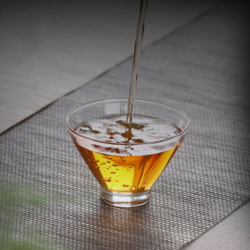 Guest-Entertaining Bamboo Hat Cup Gongfu Tea Set Transparent Tea Cup Home Mini Glass Tea Drinking Small Cups