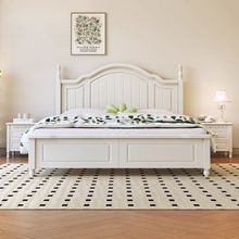 新款韩式田园实木床白色主卧双人床现代简约卧室婚床可储物公主床