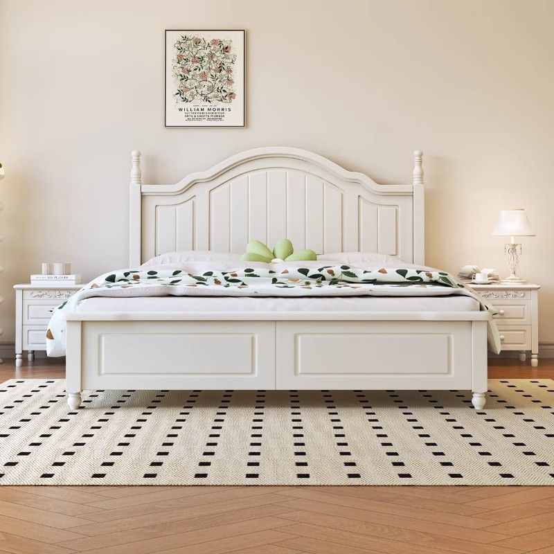 新款韩式田园实木床白色主卧双人床现代简约卧室婚床可储物公主床