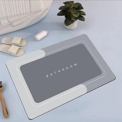 Avtomobil döşəmə paspasları — Absorbent Non-Slip Mats, Modern Simple - bathroom-floor-mat-light-gray-rectangular-4060cm-crystal-velvet-material