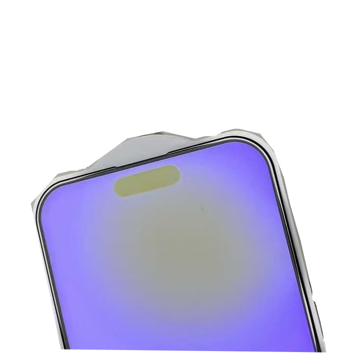 Aplicable a Apple 16 ProMax película de endurecimiento esmerilado violeta iPhone 15 pantalla completa película de endurecimiento de huellas dactilares