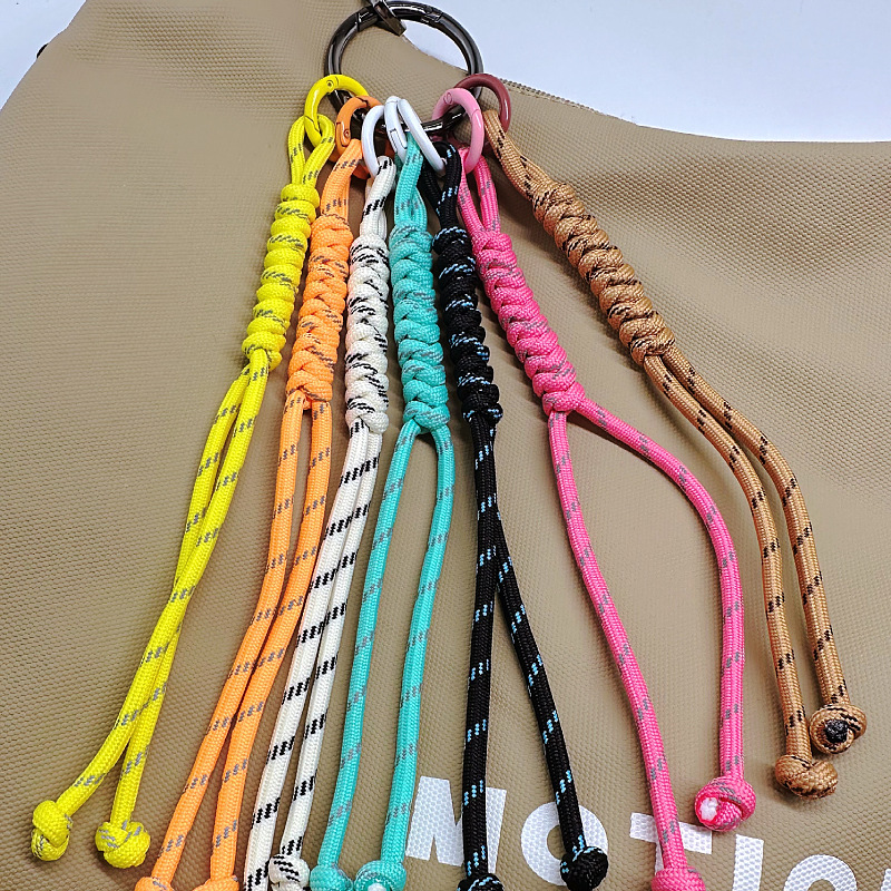 Miu Miu style colorful woven rope bag charm, phone lanyard, bag pendant, fashionable handmade woven key charm.