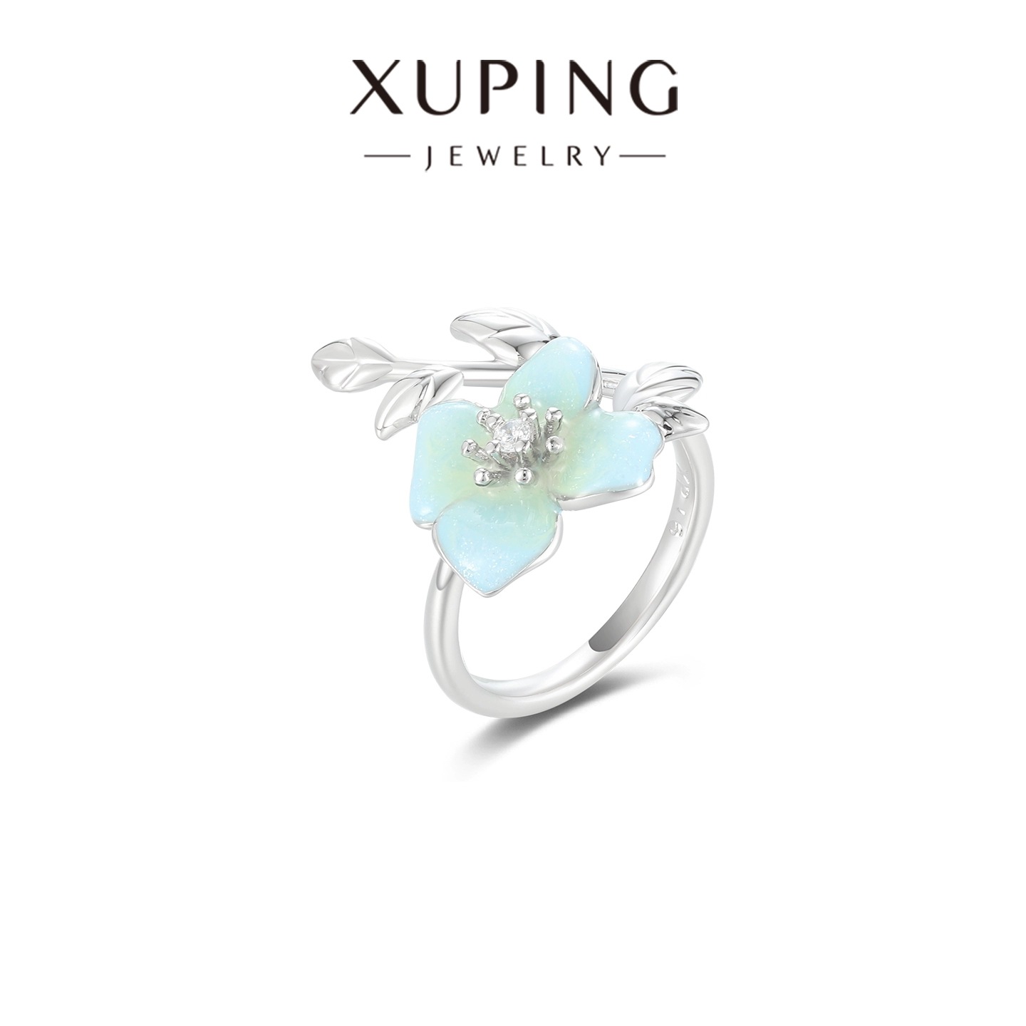 Xuping serie de goteo de moda de cuatro hojas de textura de flores anillo de hoja simple y fácil de usar suave viento anillo de otoño y invierno al por mayor