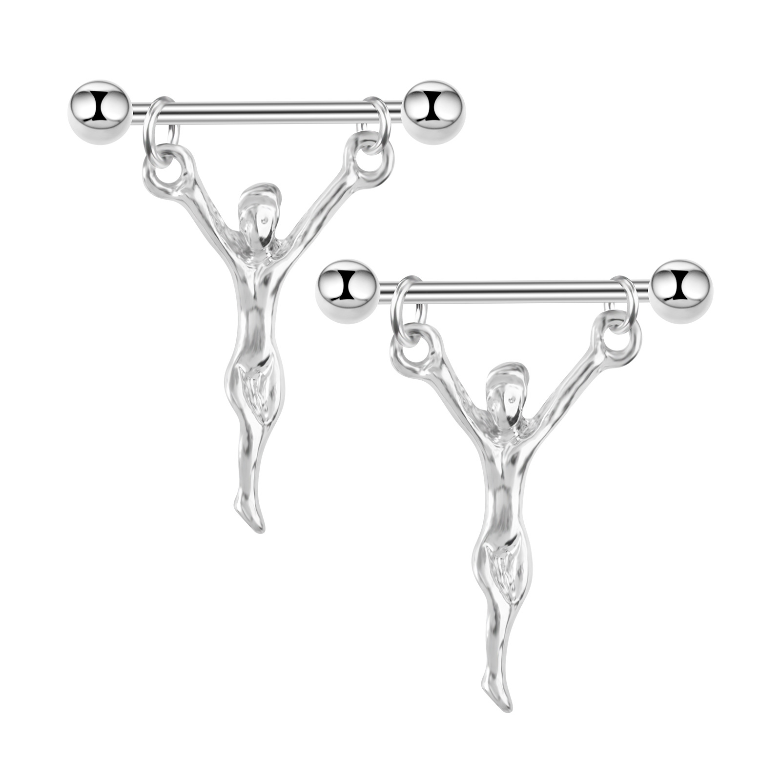 Direct Approval316 Medical Stainless Steel Jesus Nipple Ring Into The Product Piercing Jewelry Punk Piercing