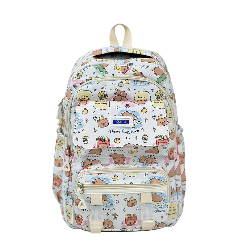 2025 nueva mochila escolar Kapibala, mochila informal, estudiante universitaria, impresión de alto valor, mochila de gran capacidad, marea