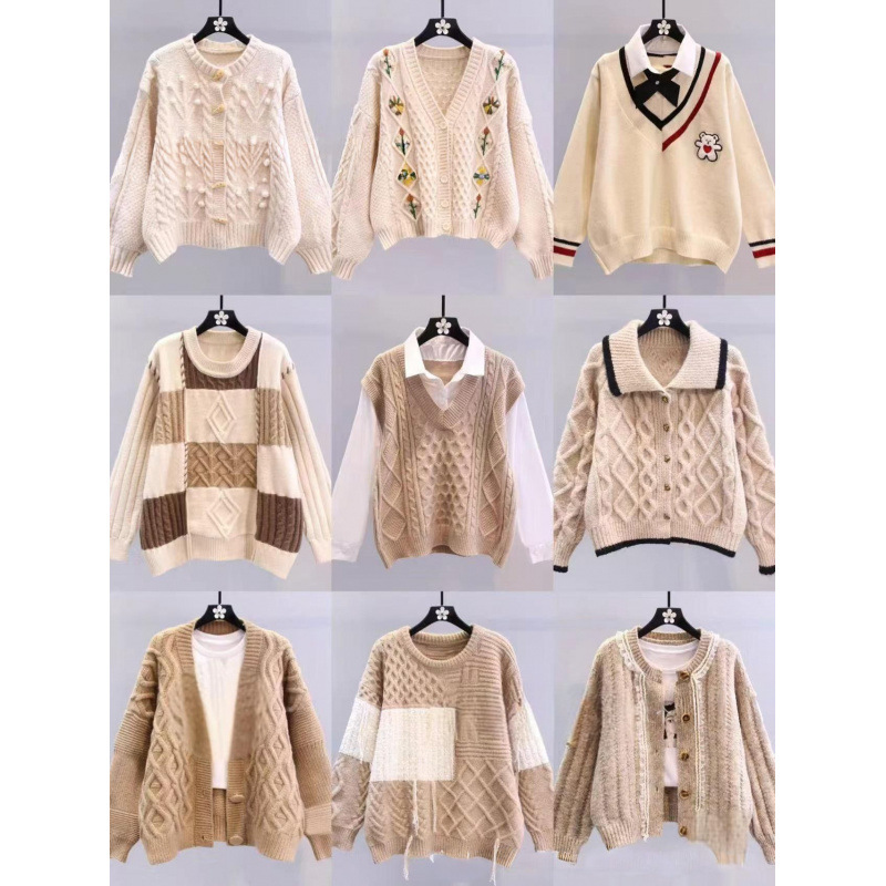 2025冬季新款针织衫长袖女装甜美慵懒风女式针织毛衣地摊批发货源