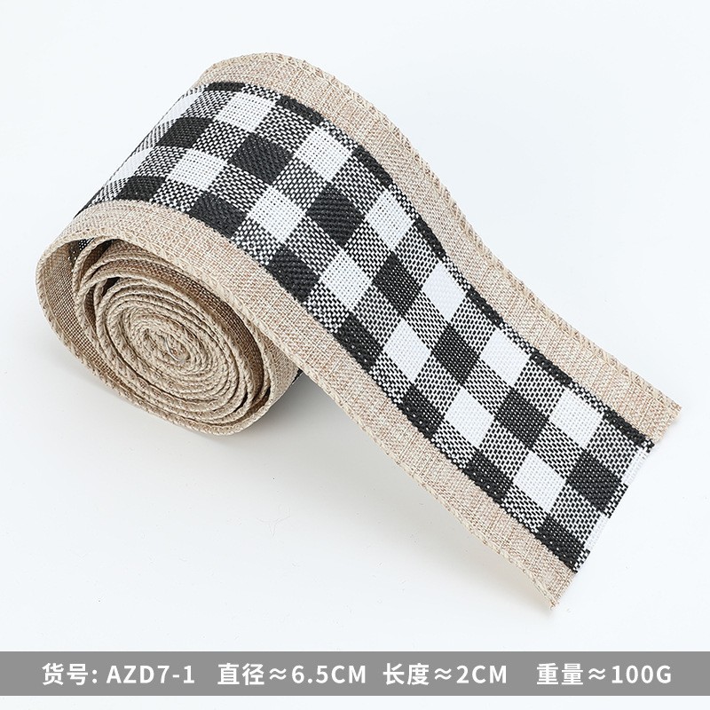 Navidad transfronteriza imitación de lino cinta cinta cinta regalo de Navidad embalaje arco accesorios cinta decoración al por mayor