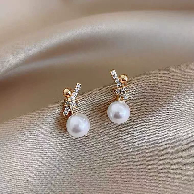 Серебряная игла с бантом, маленькие серьги из жемчуга, образец серебра 925, 2020 год