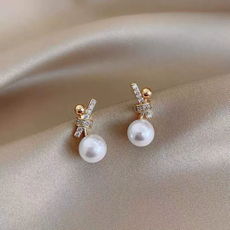 Серебряная игла с бантом, маленькие серьги из жемчуга, образец серебра 925, 2020 год