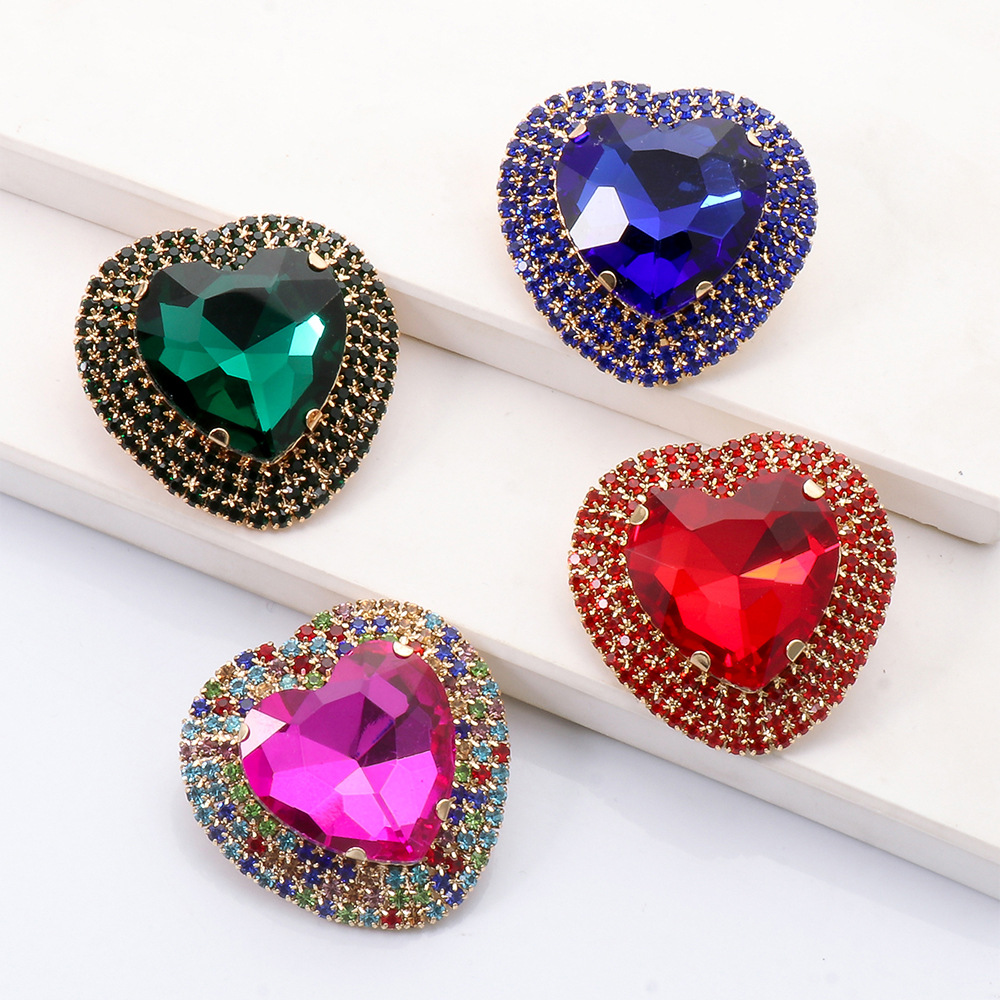 fashion heart-shaped alloy diamond earrings