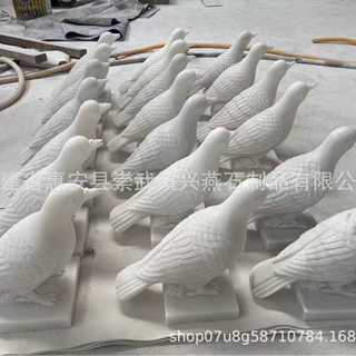 定制汉白玉和平鸽石雕雕刻装饰大理石白鸽 石材动物雕塑