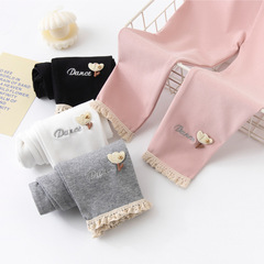 2024春秋女童打底褲 韓版美麗花朵女童褲子 95棉兒童褲子童裝褲子