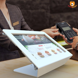 Factory supply flat bracket 10 inch pad screen desktop rotating flip anti-theft cash register pos ordering bracket