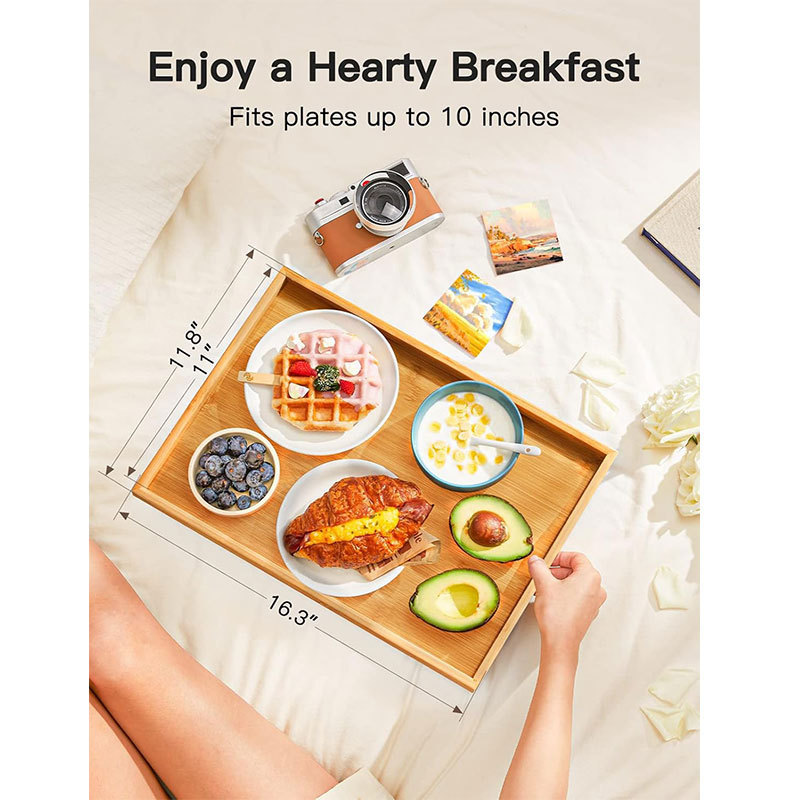 Bamboo Foldable Lazy Bed Tray Laptop Table Snack Tray Fruit Deli Multifunctional Wooden Tray