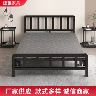 Folding Bed Single Person Household Adult Simple Office Rental House Double Lunch Break Iron Bed Reinforced Folding Four-fold Bed