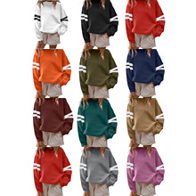 2025秋季跨境外贸热销女装长袖卫衣运动休闲拼色长袖卫衣套头衫女