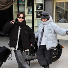 韩版童装冬装2025新款男女童潮酷连帽保暖外套时尚中大童男宝棉服