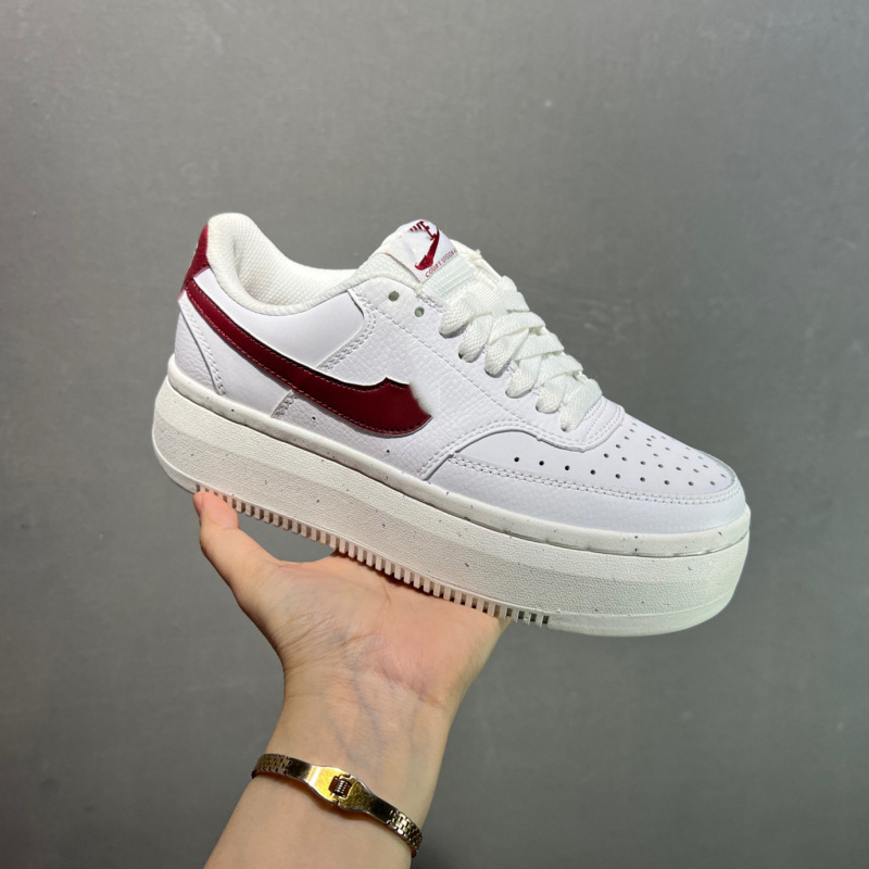 Pure Original Court Vision Thick-Soled Heightening Casual Sneakers for Men and Women, Campus Style, Fashionable and Versatile Classic White Shoes