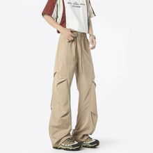 潮仑布淘宝抖音大爆款夏季冰丝裤子降落伞兵裤男宽松直筒休闲裤男