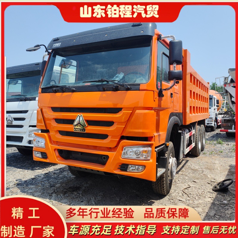 Cross-border used large dump truck, 380 horsepower HOWO dump truck, heavy-duty truck, eight-wheel rear dump truck for transporting soil
