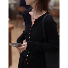 欧货重磅早秋2025新款黑色针织开衫长袖小众洋气女装高级感上衣潮