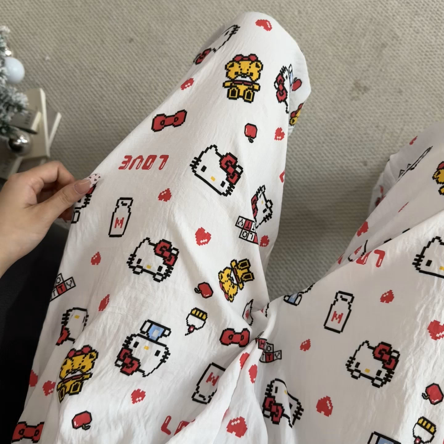 Primavera y verano · Pantalones de pijama casuales para mujeres pantalones a prueba de mosquitos rojos en línea 2025 nuevos pantalones caseros para llevar