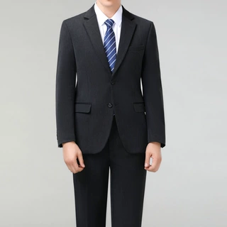 男士羊毛料西服套装秋冬新款商务休闲职业结婚礼服中年款套装西装