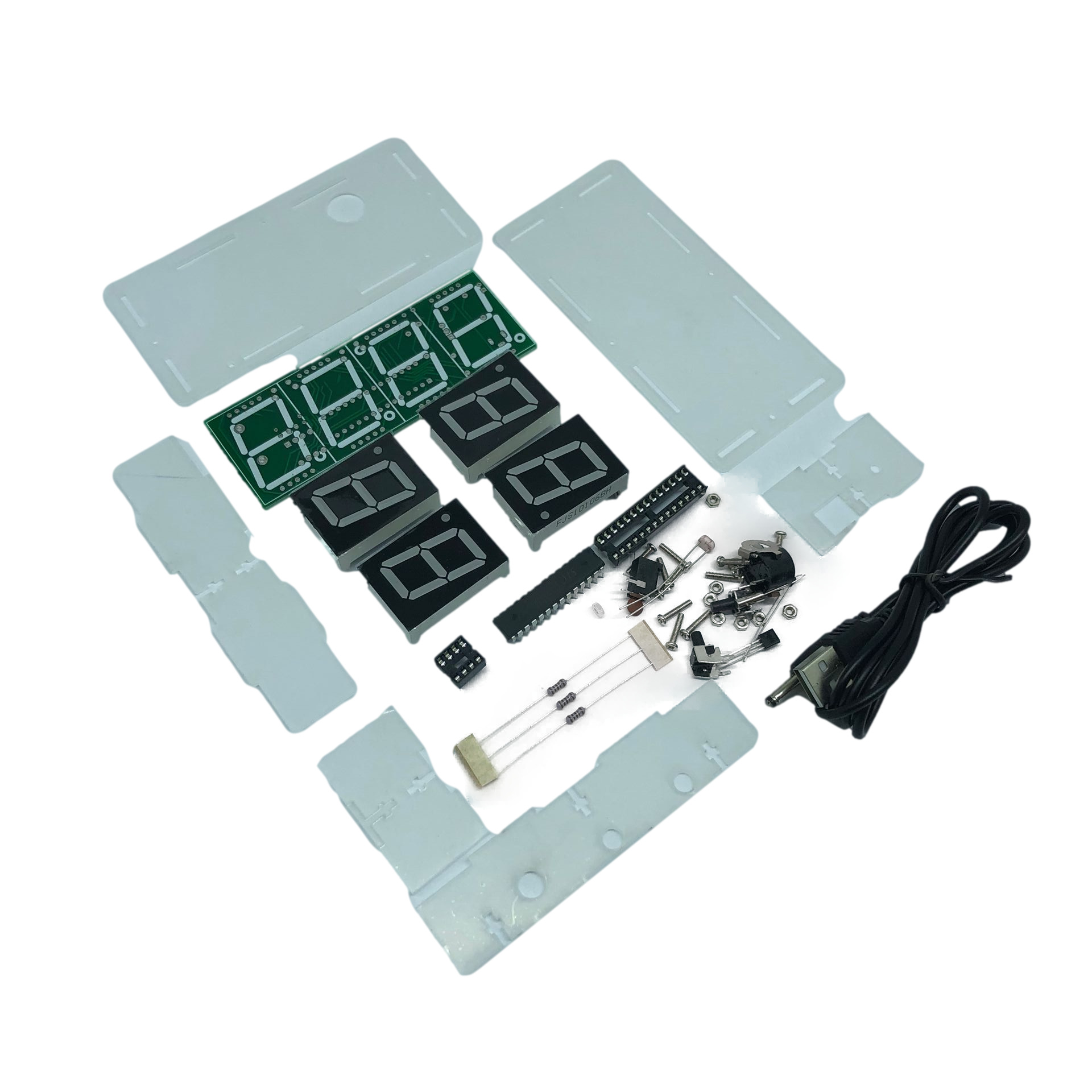 电子时钟套件送USB线C51单片机光控温度LED电子钟DIY制作散件外壳