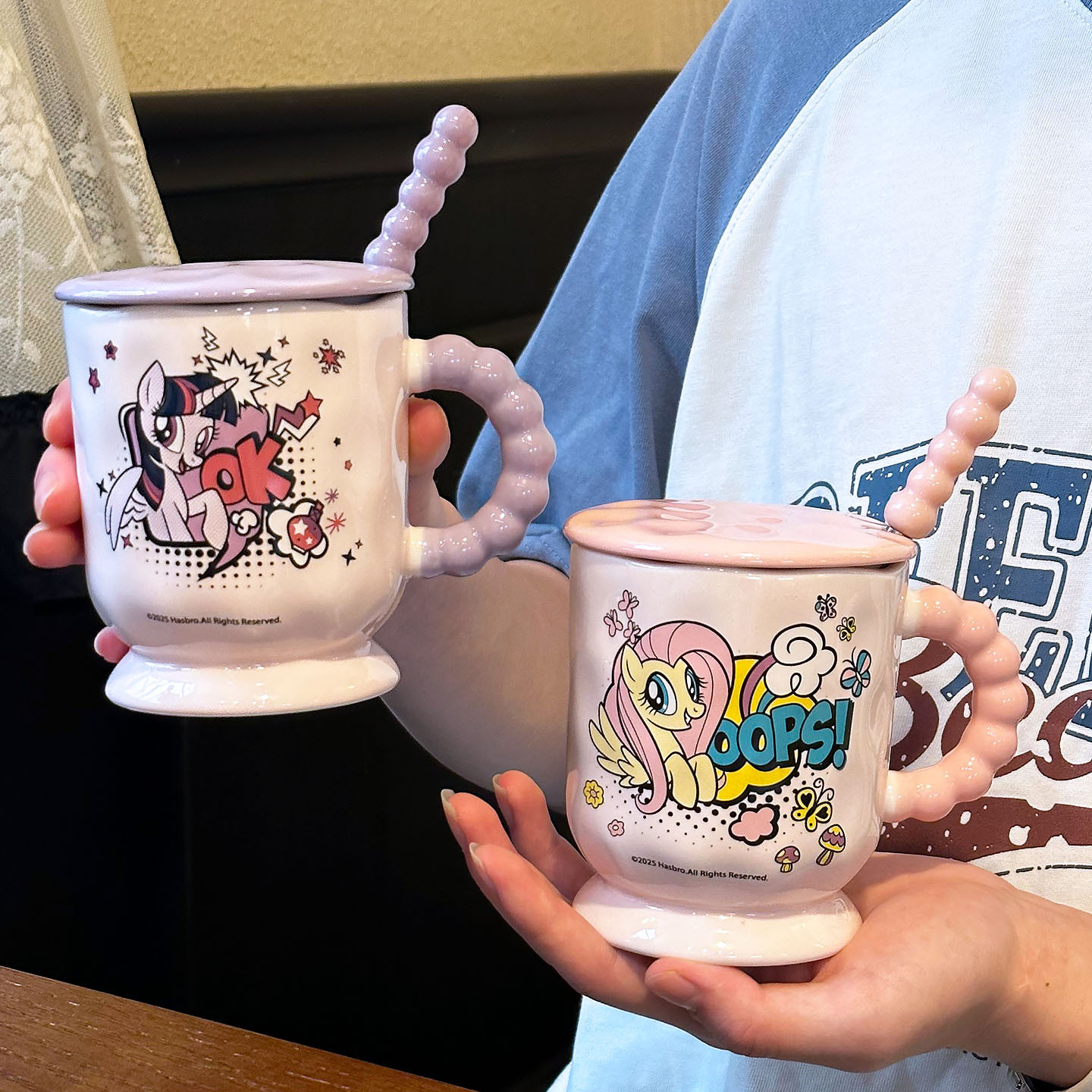 Pony Poly con tapa de marca taza de cerámica taza de agua doméstica taza de oficina taza de café encantadora de alto valor