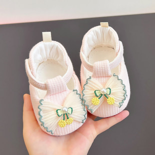 Spring and Autumn Infant 0-1 Year Old Newborn 100 Days Female Baby Lace Princess Shoes Toddler Shoes Soft Sole Step Front Shoes 2