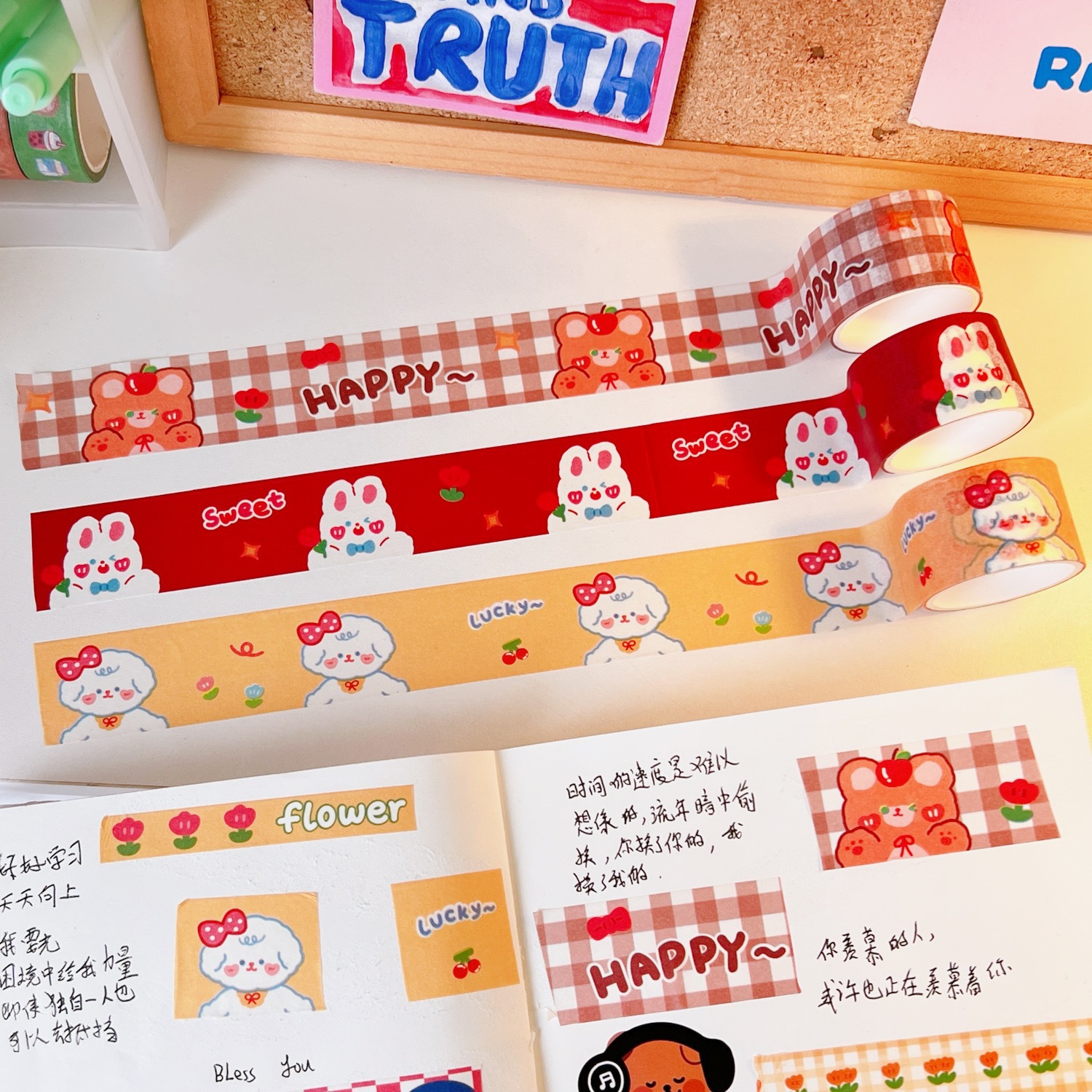Cartoon sticker set cute stationery material bear rabbit paper tapepicture2