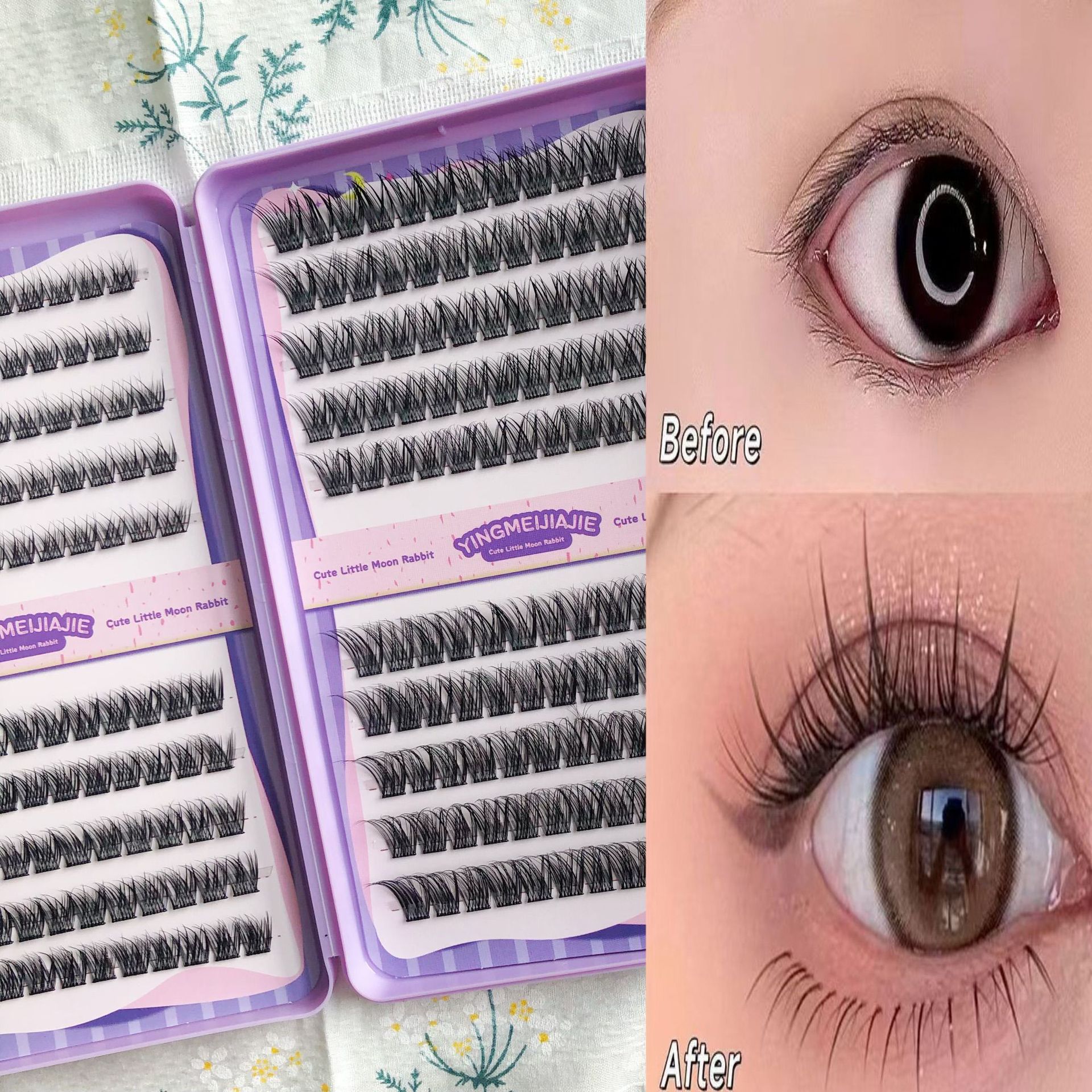 20 filas de paquete de regalo de pestañas falsas transfronterizas, paquete de pestañas delgadas coreanas, paquete de pestañas falsas sin pegamento.