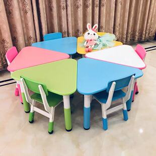 Kindergarten Triangle Combination Table Children's Shape Table and Chair Student Learning Splicable Arrow Table Fireproof Board Lifting Table