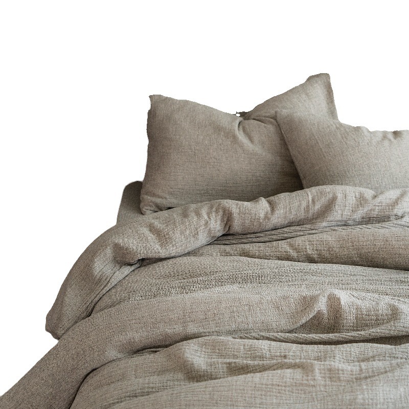 Double Layer Cotton Gauze Bed Sheet Four Piece Set Japanese Style_voghion.com