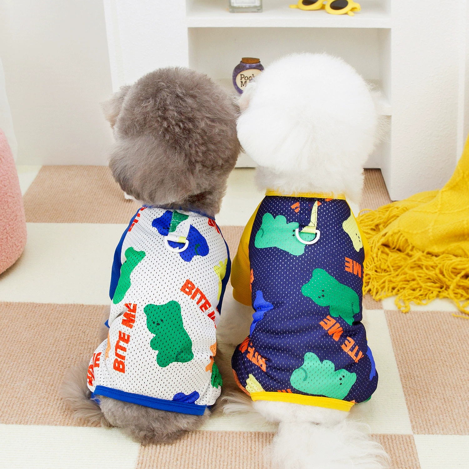 24 новая весенне-летняя сетчатая домашняя одежда для домашних животных маленькая собака плюшевая собака сетка брюки с четырьмя ногами одежда для домашних животных