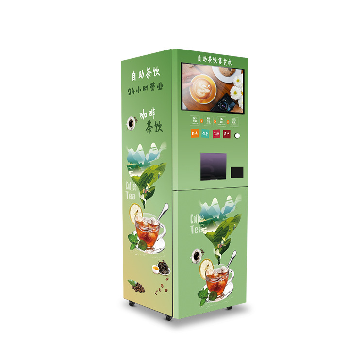 Código de escaneo comercial, café instantáneo, té con leche, máquina para beber té, pantalla táctil, pedido rápido, recordatorio inteligente de fondo image 4