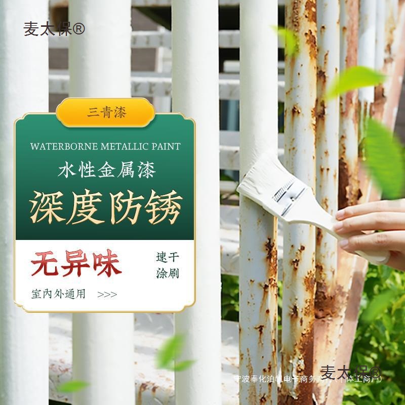三青水性金属油漆铁门阳台栏杆护栏防锈防盗门改色漆翻新白麦太保