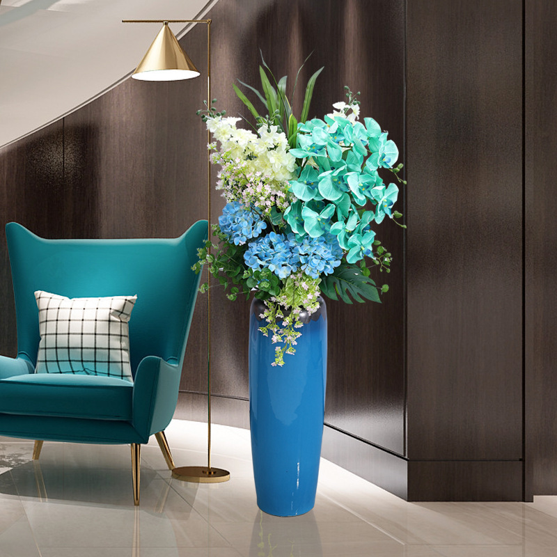 Ceramic Floor-Standing Large Vase, Living Room Ornaments, Flower Arrangements, Fake Flowers, Home Furnishings, Entrance Tv Cabinet, Sofa Side Decoration
